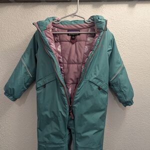 Columbia Teal Snowsuit with Pink Lining